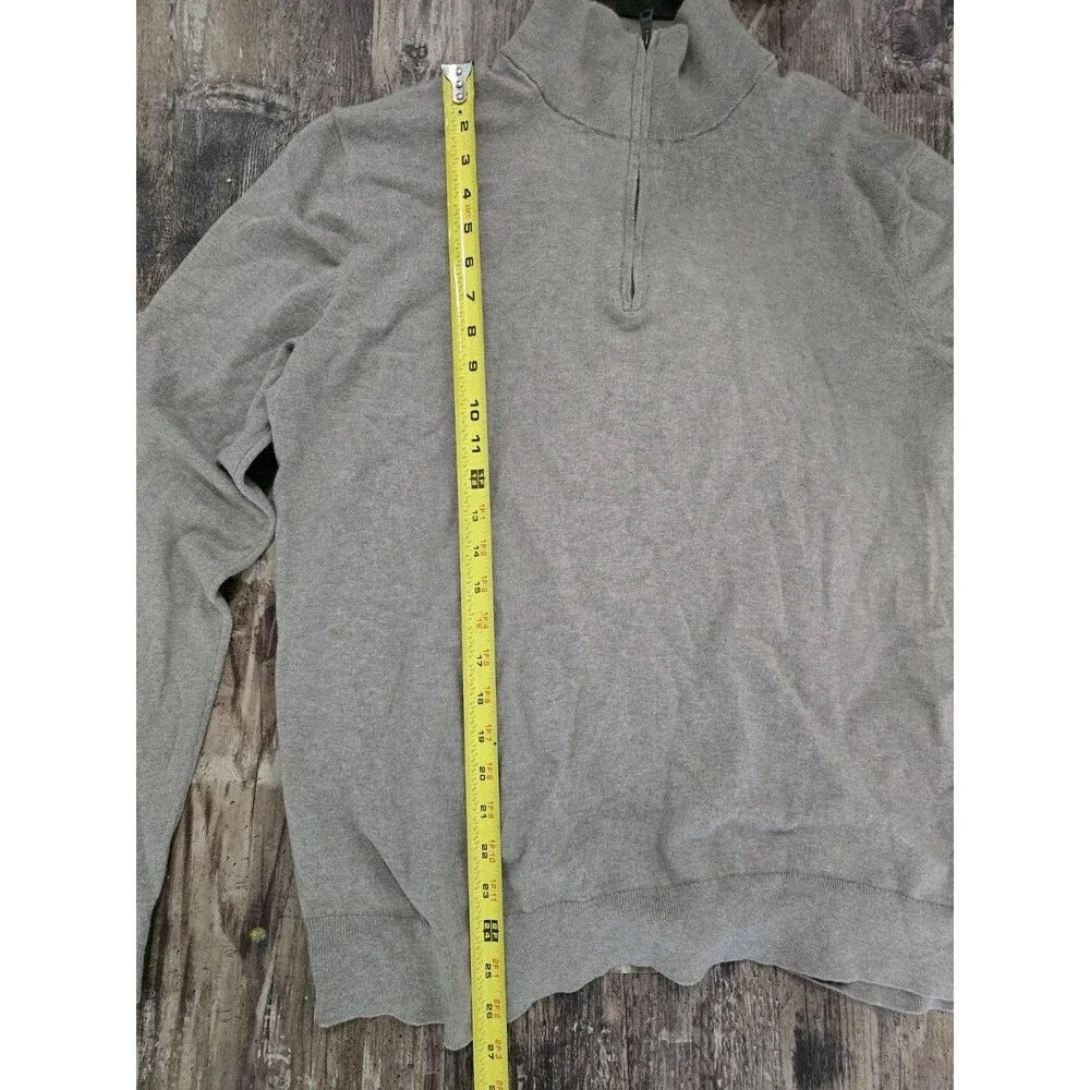 BANANA REPUBLIC Sweater Men's Long Sleeve 1/4 Zip High Neck Pullover Gray L